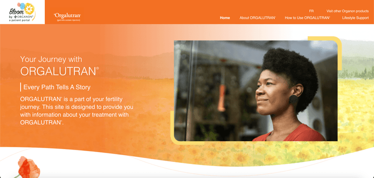 Orgalutran page on the Bloom by Organon website